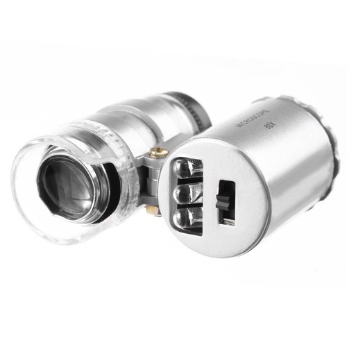 Mini zsebmikroszkóp ökológiai bőrtokkal – 60 x nagyítás, LED-, és UV fénnyel (BB-0430) (4)