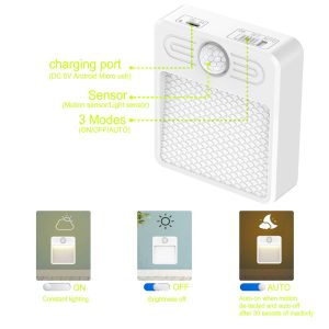 Mozgásérzékelős szögletes éjjeli lámpa - mágnessel rögzíthető éjszakai irányfény lépcsőkhöz, folyosókra (BBV) - Image 12