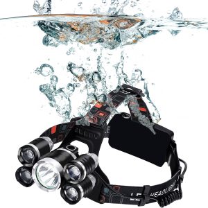 Nagy fényerejű fejlámpa 5 x T6 CREE leddel / akkumulátorral - állítható pántokkal, 4 világítási móddal (BBL) - Image 9