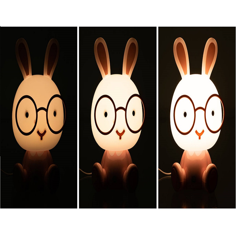 Nyuszis éjjeli lámpa gyerekeknek-, és babáknak – 3 állítható fényerősséggel – 23 x 15 x 13 cm, rózsaszín (BB-18070) (2)