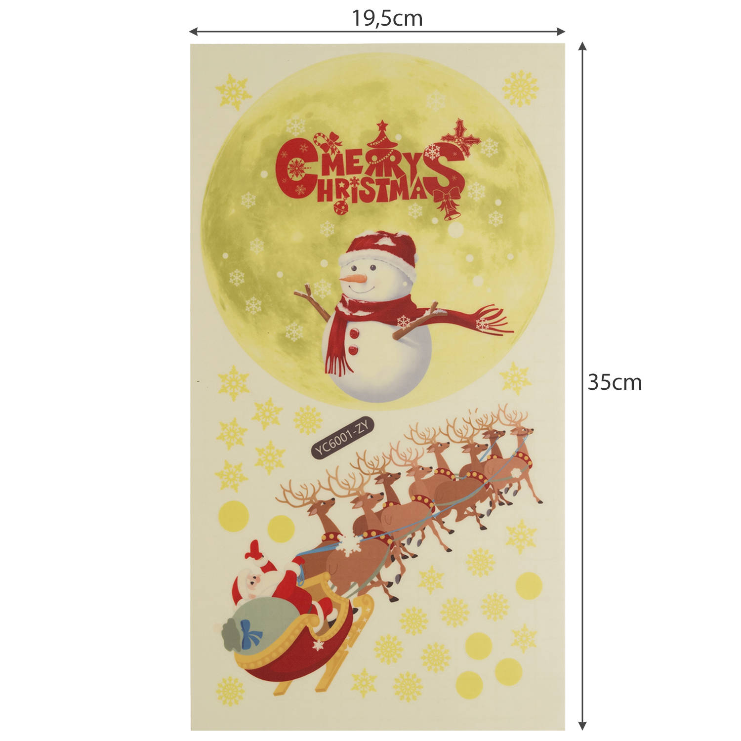 Öntapadós, fluoreszkáló karácsonyi dekor matrica, ablakra, tükörre, csempére – 29 darabos készlet (BB-20356) (1)