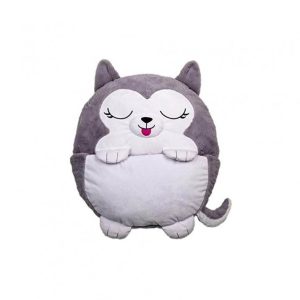 Pihe-puha plüssállattá alakítható hálózsák gyerekeknek - vidám husky alakú, kompakt, összecsukható hálózsák (BBJ) - Image 5