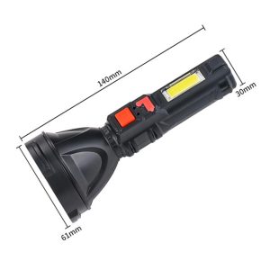 L-830 USB-ről tölthető LED zseblámpa 4 világítási móddal és kiegészítő fényforrással az oldalán (BBV) - Image 11