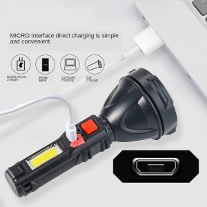 L-830 USB-ről tölthető LED zseblámpa 4 világítási móddal és kiegészítő fényforrással az oldalán (BBV) - Image 8