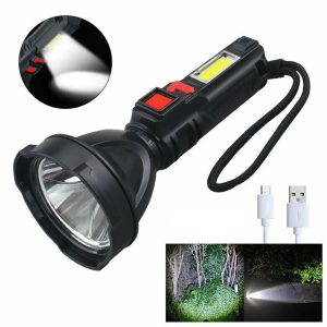 L-830 USB-ről tölthető LED zseblámpa 4 világítási móddal és kiegészítő fényforrással az oldalán (BBV) - Image 10