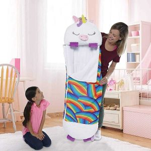 Pihe-puha plüssállattá alakítható hálózsák gyerekeknek - vidám unikornis alakú, kompakt, összecsukható hálózsák (BBJ) - Image 4