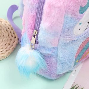 Csillogó és világító unikornis hátizsák kislányoknak beépített LED-ekkel, puha plüss anyagból - 23 x 7 x 28 cm (BBLPJ) - Image 5