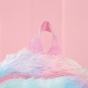 Szivárványos hátizsák kislányoknak puha plüss anyagból - csillogó unikornis figurával és LED fényekkel - 25 x 29 cm (BBLPJ) - Image 8