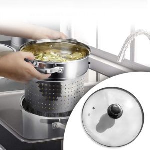 BL-1343 profi, 4 részes tésztafőző készlet rozsdamentes acélból - 8 L kapacitású fazékkal, praktikus tésztaszűrő betéttel, pároló kosárral és fedővel (BBE) (BBA) - Image 4