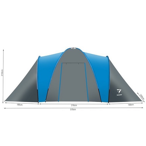6 személyes, vízálló kemping turista sátor szúnyoghálóval és huzattal, praktikus táskában – 570 x 200 x 210cm cm (BB-12574) (3)
