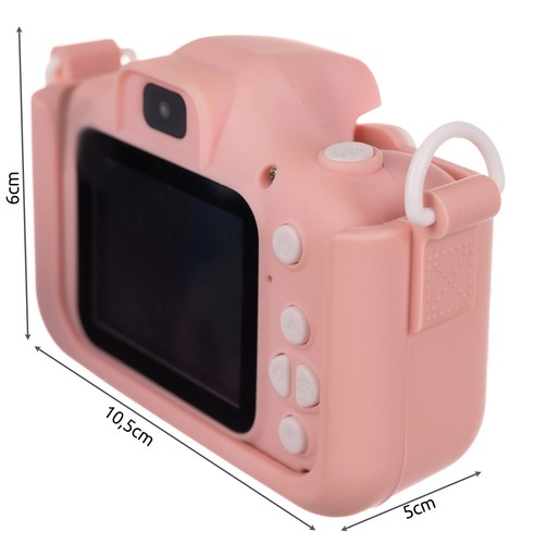 Digitális gyerek fényképezőgép cicás tokkal, levehető pánttal és 5 játékkal -16 GB micro SD, rózsaszín (BB-16951) (1)