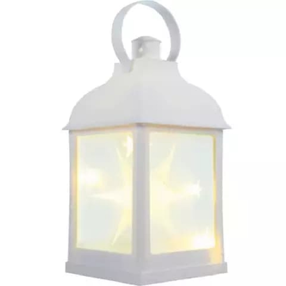 Felakasztható beltéri dekor lámpás és éjjeli fény – fehér vázzal és világító csillagokkal – 22 x 10 x 10 cm (BB-20589) (1)