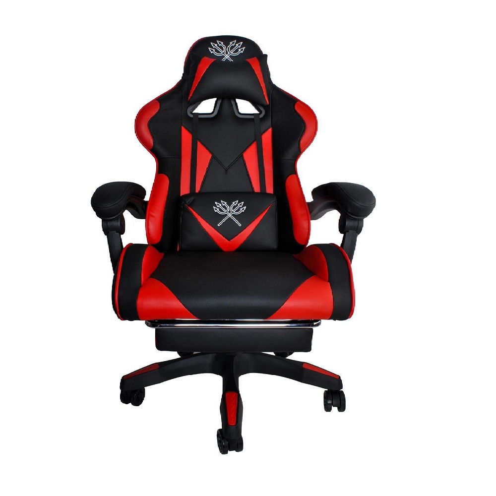 Gamer szék nyak-, és derékpárnával – kihúzható lábtartóval, magasságállítással – 124 x 63 x 63 cm, kék-piros (BB-8979) (6)