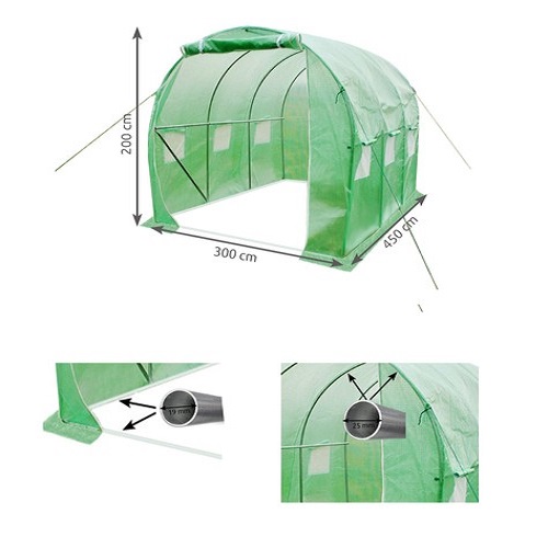 Kerti fóliasátor 2 x 2 x 2 m – UV-, és vízálló, 4 szúnyoghálós ablakkal (BB-10022) (24)