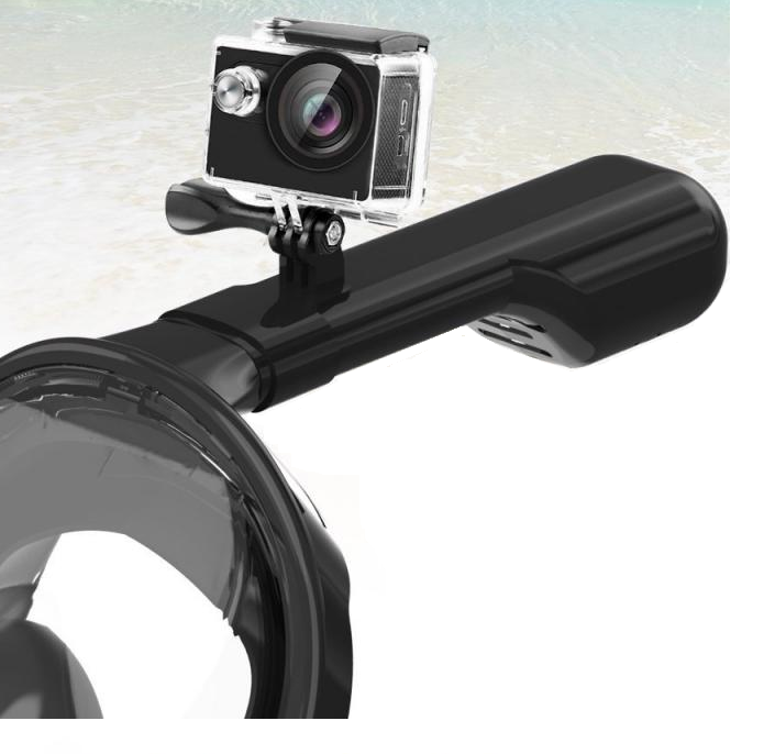 Teljes arcú búvármaszk kamera tartóval – búvárkodáshoz – L XL méret, fekete (BB-10935) (2)