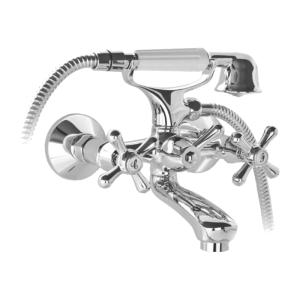 FLINKE W-1 krómozott csaptelep retro stílusú forgatható csapokkal, zuhany csővel és fejjel (BBL) (BBD) - Image 3