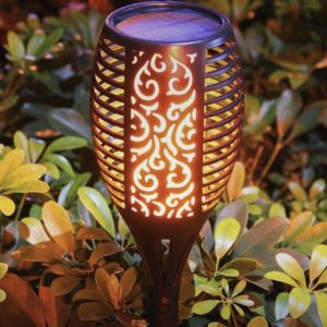 Leszúrható, napelemes, fáklya hatású dekor lámpa melegfehér fénnyel és láng mintával - 51 cm, időjárásálló -1 db (BBV) - Image 4