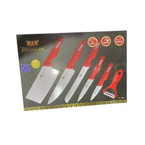 ZL-864,6691 profi késkészlet konyhai bárddal, szeletelőkésekkel, hámozóval - 6 részes, kerámiabevonatos, rozsdamentes acél szakácskés szett (BBA) - Image 4