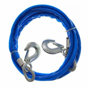 Acél vontatókötél műanyag borítással, és erős fém kampókkal - 4 méteres kábel 3 tonna teherbírással (BBL) - Image 3