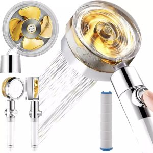 Víztakarékos turbóventilátoros masszázs zuhanyfej - 360°-ban forgatható fej (BBM)