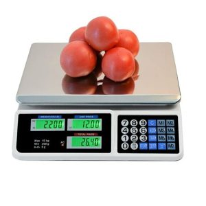 Digitális árazómérleg 40 kg-ig - árszorzós bolti mérleg 3 LCD kijelzővel - 5 gramm pontosság, rozsdamentes acél mérőtálca (BBD)(BBKM) (BBA) - Image 3