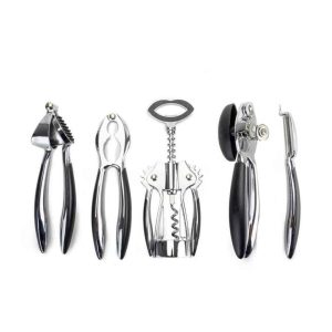 BM-2602 multifunkciós, 6 részes konyhai eszköz készlet fokhagymanyomóval, diótörővel, dugóhúzóval, konzervnyitóval, hámozókéssel és praktikus állvánnyal (BBA) - Image 3