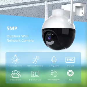 4k ultra HD WIFI IP térfigyelő kamera - 360°-ban forgatható, IP66 időjárásálló - 5x zoom, humán detektor (BBV) (THM) - Image 8