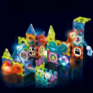 42 darabból álló varázslatos mágneses építő készlet - kreatív, fejlesztő játék golyópályával és világító labdákkal (BBJ) - Image 4