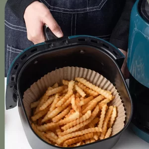 50 db air fryerbe helyezhető kerek sütőpapír - tapadásmentes sütőkosár olaj nélküli sütőhöz - 16 x 4 cm (BBM) - Image 6