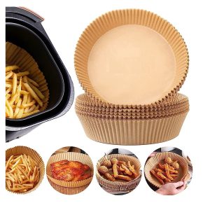 50 db air fryerbe helyezhető kerek sütőpapír - tapadásmentes sütőkosár olaj nélküli sütőhöz - 16 x 4 cm (BBM) - Image 4