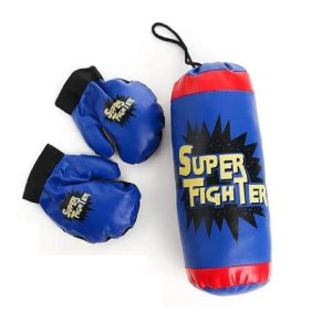 Felakasztható boxzsák boxkesztűvel gyerekeknek - kék - 43x16x16 cm (BBJ)