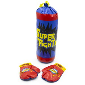 Felakasztható boxzsák boxkesztűvel gyerekeknek - kék - 43x16x16 cm (BBJ) - Image 3