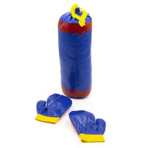 Felakasztható boxzsák boxkesztűvel gyerekeknek - kék - 43x16x16 cm (BBJ) - Image 4