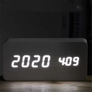 Fa borítású, sötét színű LED-es ébresztőóra - hanghatásokkal irányítható (BBV) (BBD) - Image 8