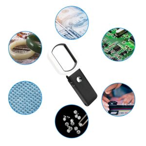 Óriás méretű nagyító beépített LED világítással, UV fénnyel és kihajtható támasztóval - 25 x nagyítás (BBKM) - Image 3