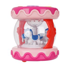 Világító, forgó, zenélő elemes körhinta aranyos lovacskákkal - 10,5 x 11,5 cm - rózsaszín (BBJ) - Image 3