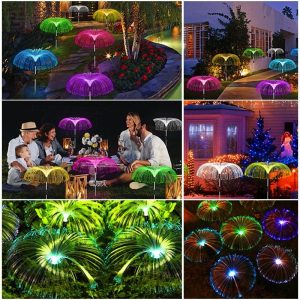 2 db-os napelemes, kültéri leszúrható lámpa szett - RGB LED medúza alakú kültéri dekor világítás (BBJH) (BBJ) (BBD) - Image 3