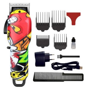 Professzionális hajnyíró színes grafikai mintával - 3 cserélhető fejjel, beépített akkumulátorral (BBV)