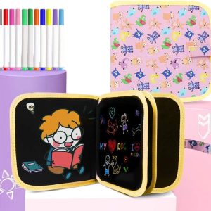 Varázslatos rajzfüzet törölhető lapokkal, beépített tolltartóval és 12 színes filccel - vidám mintás borítóval (BBJ) - Image 9