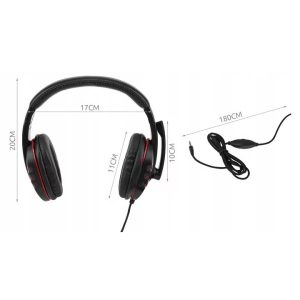 Gamer fejhallgató mikrofonnal - kényelmes, műbőr borítású, összehajtható - fekete, piros (BBV) (BBD) - Image 4