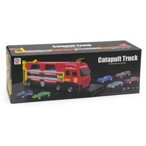 Autószállító játék kamion és kilövőállomás - beépített, 152cm-es, 2 sávos versenypályával és 6 db kisautóval (BBJ) - Image 6