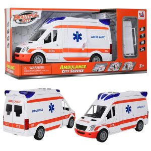 Élethű játék mentőautó kinyitató ajtókkal és hordággyal - világít, zenél - 26 x 12 x 9 cm (BBMJ) - Image 3