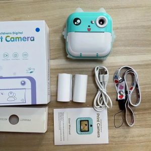 Nyomtatós gyermek fényképezőgép - játék kamera ajándék filctollakkal, cica mintával és beépített játékokkal (BBJ) - Image 8