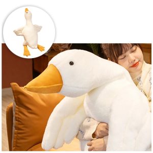 Aranyos plüss liba - pihe-puha tapintású, fehér játék liba - 70 cm (BBE) (BBJ)