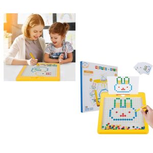 Mágneses pötyi kirakó - készségfejlesztő játék táblával, sablonokkal és színes kirakható elemekkel (BBJ) - Image 6