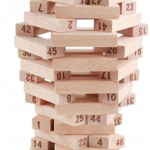 51 db-os, fából készült jenga - szórakoztató és készségfejlesztő toronyépítő társasjáték (BBMJ) - Image 3