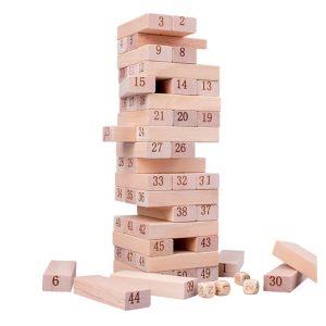51 db-os, fából készült jenga - szórakoztató és készségfejlesztő toronyépítő társasjáték (BBMJ) - Image 6