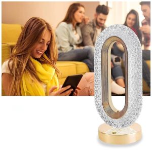 Állítható fényerejű és színhőmérsékletű asztali kristály lámpa - akkumulátoros, USB-ről tölthető (BBJH)