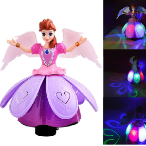 Anna - zenélő, táncoló, forgó mesebeli baba szárnyakkal, sziromszoknyával  (BBJ)