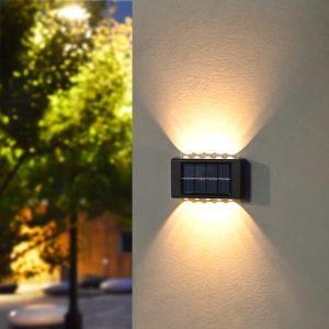 Hangulatos, kültéri fali lámpa szett napelemmel - 2 db 10 LED-es dekor szolár lámpa (BBV) - Image 7